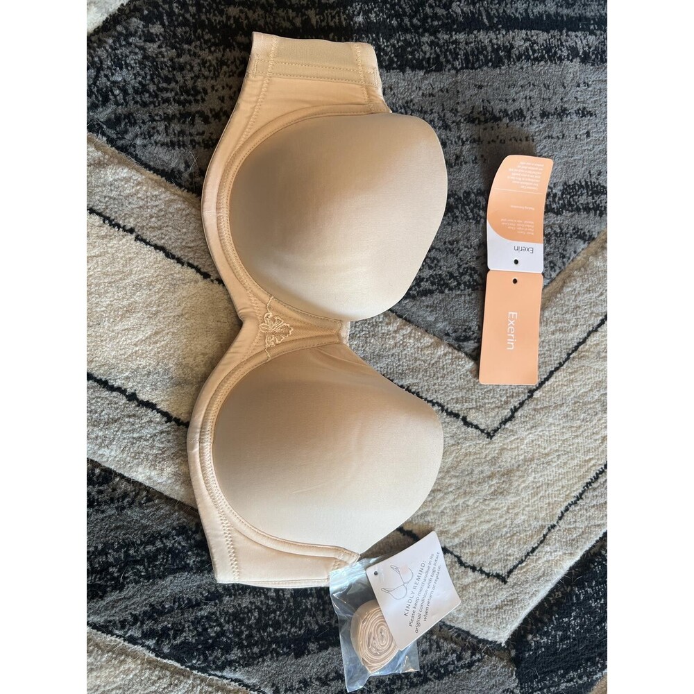 Exerin Strapless Nude Bra with Embroidered Detail - Size 36C